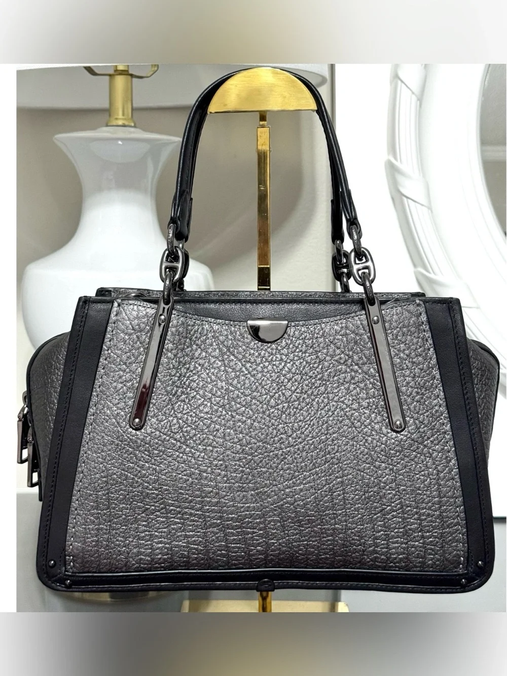 COACH Dreamer Satchel 38546 METALLIC GRAPHITE